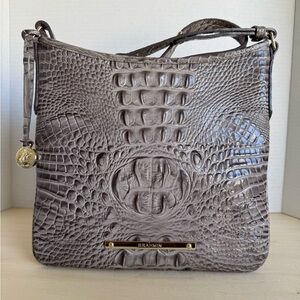 Brahmin Jody Croc-Embossed Leather Crossbody Bag in Gray